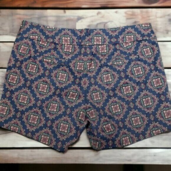 J Crew Factory Stretch Women's Paisley Geometric Shorts Side Zip Size 6 - Picture 2 of 14